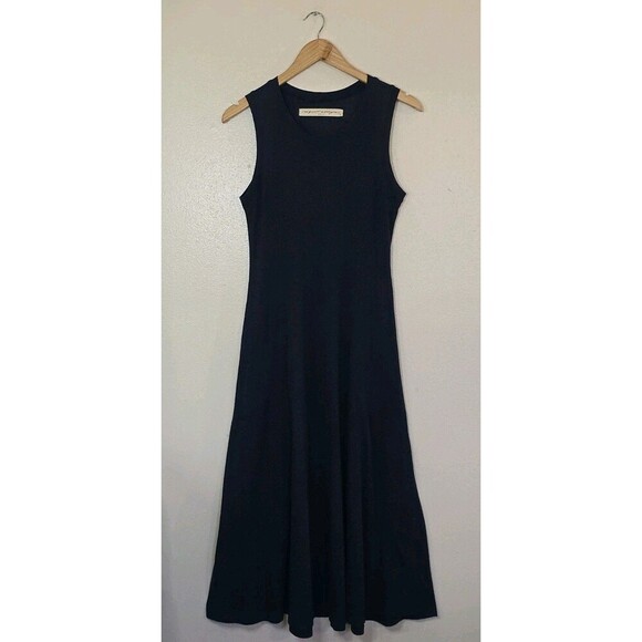 Raquel Allegra Big Sweep Midi Dress Womens Size XS Navy Blue Tank A Line Pockets - Picture 1 of 11
